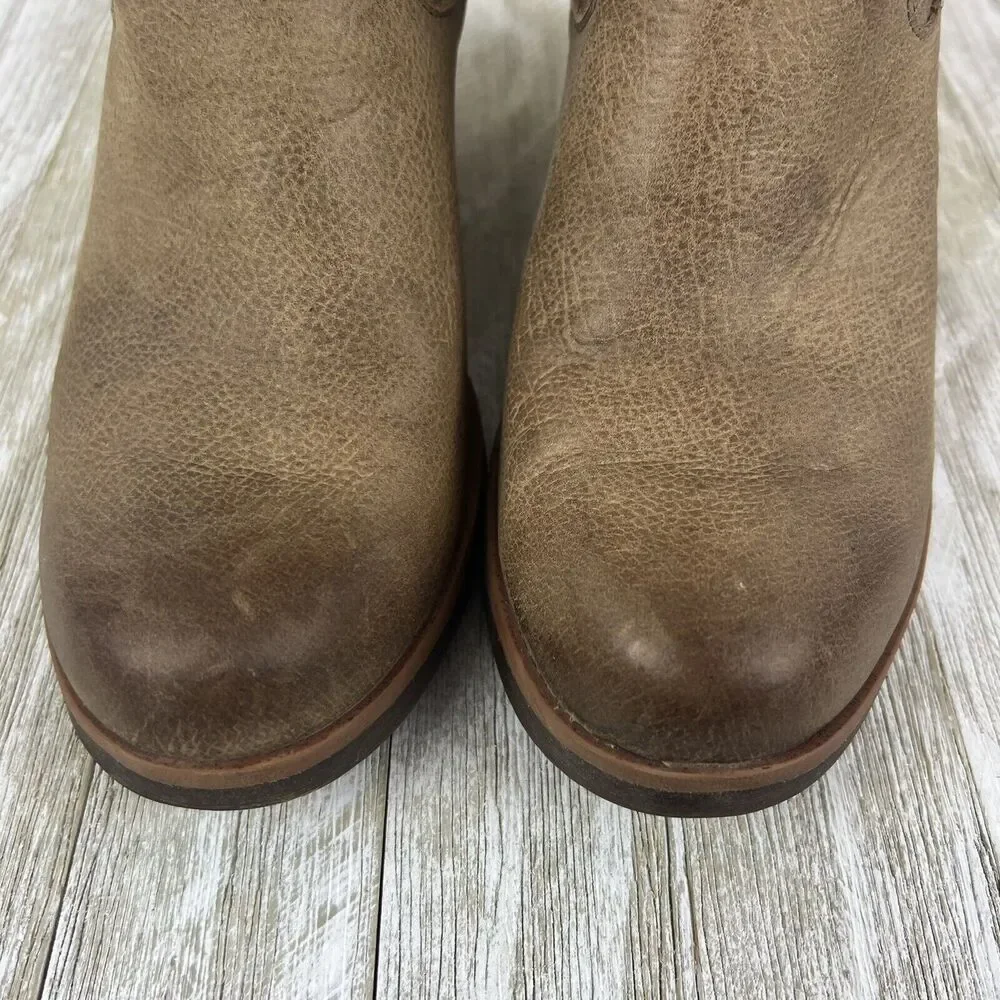 Korks by Kork Ease Gemini Tan Leather Wedge Zip Ankle Boots Womens Size 6.5 - Picture 4 of 10
